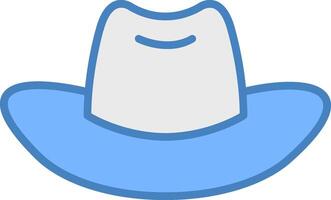 cowboy hatt linje fylld blå ikon vektor