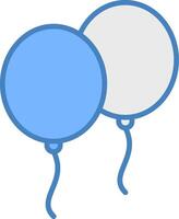 ballonger linje fylld blå ikon vektor