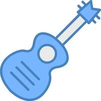 Gitarre Linie gefüllt Blau Symbol vektor