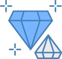 Diamant Linie gefüllt Blau Symbol vektor