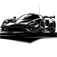 schwarz und Weiß Illustration von ein Hyperauto Sport Auto vektor