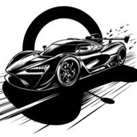 schwarz und Weiß Illustration von ein Hyperauto Sport Auto vektor