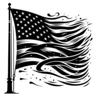 schwarz und Weiß Illustration von das USA Flagge vektor