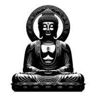 schwarz und Weiß Illustration von ein Buddha Statue Symbol vektor