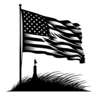 schwarz und Weiß Illustration von das USA Flagge vektor