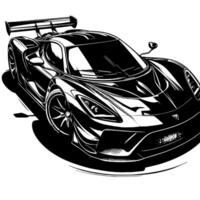 schwarz und Weiß Illustration von ein Hyperauto Sport Auto vektor