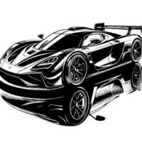 schwarz und Weiß Illustration von ein Hyperauto Sport Auto vektor