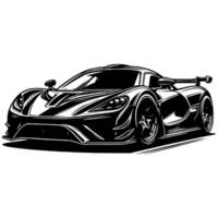 schwarz und Weiß Illustration von ein Hyperauto Sport Auto vektor