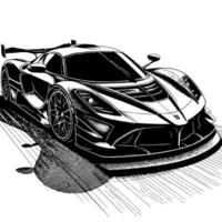 schwarz und Weiß Illustration von ein Hyperauto Sport Auto vektor