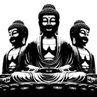 schwarz und Weiß Illustration von ein Buddha Statue Symbol vektor