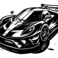 schwarz und Weiß Illustration von ein Hyperauto Sport Auto vektor