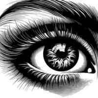 svart och vit illustration av de mänsklig öga iris vektor