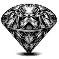 schwarz und Weiß Silhouette von ein perfekt Schnitt funkelnd Solitär Diamant Edelstein vektor