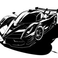 schwarz und Weiß Illustration von ein Hyperauto Sport Auto vektor