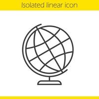 skolan världen linjär ikon. jorden sfärisk modell. tunn linje illustration. geografi kontur symbol. vektor isolerade konturritning