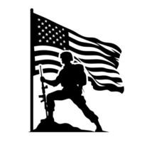 svart och vit illustration av de USA flagga vektor