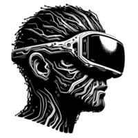 schwarz und Weiß Illustration von vr Brille Headset vektor