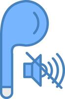 Ohrhörer Linie gefüllt Blau Symbol vektor