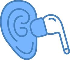 Ohrhörer Linie gefüllt Blau Symbol vektor
