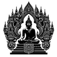 schwarz und Weiß Illustration von ein Buddha Statue Symbol vektor