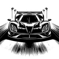 schwarz und Weiß Illustration von ein Hyperauto Sport Auto vektor