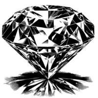 schwarz und Weiß Silhouette von ein perfekt Schnitt funkelnd Solitär Diamant Edelstein vektor