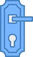 Tür Griff Linie gefüllt Blau Symbol vektor