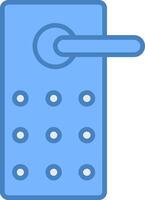 dörr låsa linje fylld blå ikon vektor