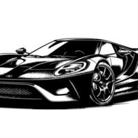 schwarz und Weiß Illustration von ein Hyperauto Sport Auto vektor