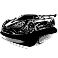 schwarz und Weiß Illustration von ein Hyperauto Sport Auto vektor