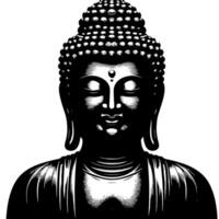 svart och vit illustration av en buddha staty symbol vektor