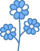 Blume Linie gefüllt Blau Symbol vektor