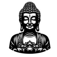 schwarz und Weiß Illustration von ein Buddha Statue Symbol vektor