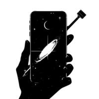 schwarz und Weiß Illustration von ein Smartphone iPhone vektor