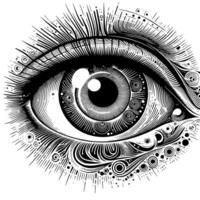 svart och vit illustration av de mänsklig öga iris vektor