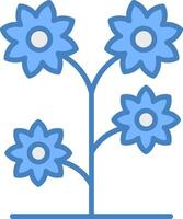 Blume Linie gefüllt Blau Symbol vektor