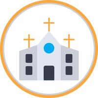 kyrka platt cirkel ikon vektor