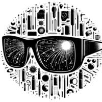 schwarz und Weiß Illustration von modern schwarz Sonnenbrille vektor