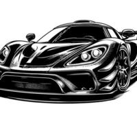 schwarz und Weiß Illustration von ein Hyperauto Sport Auto vektor