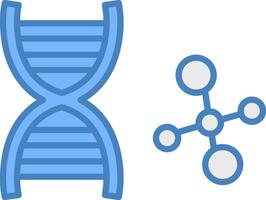 DNA Linie gefüllt Blau Symbol vektor