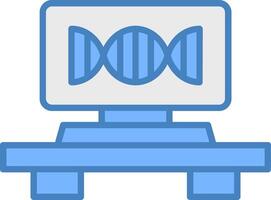 dna strå linje fylld blå ikon vektor