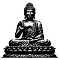 schwarz und Weiß Illustration von ein Buddha Statue Symbol vektor