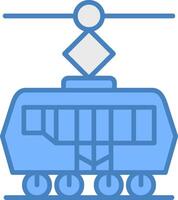 Straßenbahn Linie gefüllt Blau Symbol vektor