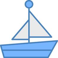 Boot Linie gefüllt Blau Symbol vektor