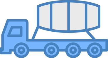 cement lastbil linje fylld blå ikon vektor