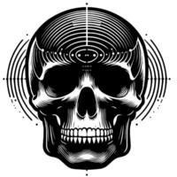 schwarz und Weiß Illustration von ein Mensch Schädel vektor