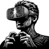 schwarz und Weiß Illustration von vr Brille Headset vektor