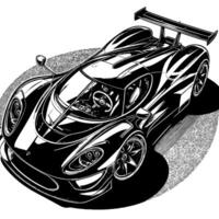 schwarz und Weiß Illustration von ein Hyperauto Sport Auto vektor