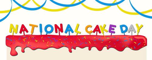 horizontal National Kuchen Tag Banner. National Kuchen Tag Beschriftung Kuchen Topper. gefeiert auf November 26. vektor