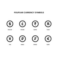 värld mest populär valuta symbol vektor